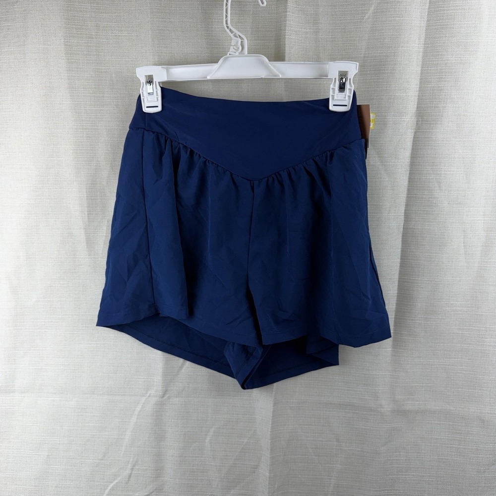Shade & Shore Swim Bottom Womens Small Blue High Waist 2 Inseam Shorts NWT